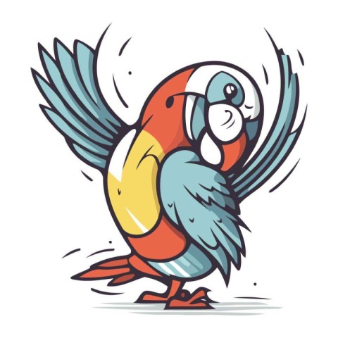 Cartoon parrot. Vector illustration. Isolated on white backgroun