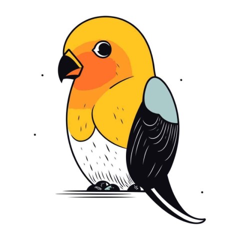 Cute parrot vector illustration. Hand drawn doodle bird.