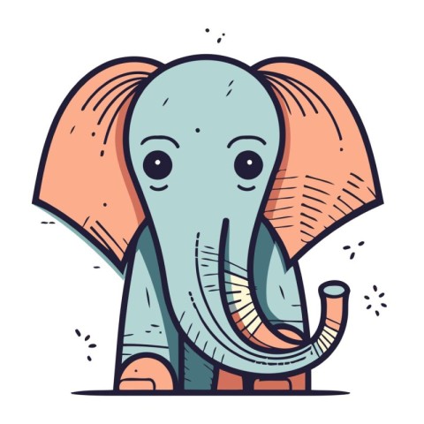 Cute cartoon elephant. Vector illustration in doodle style.