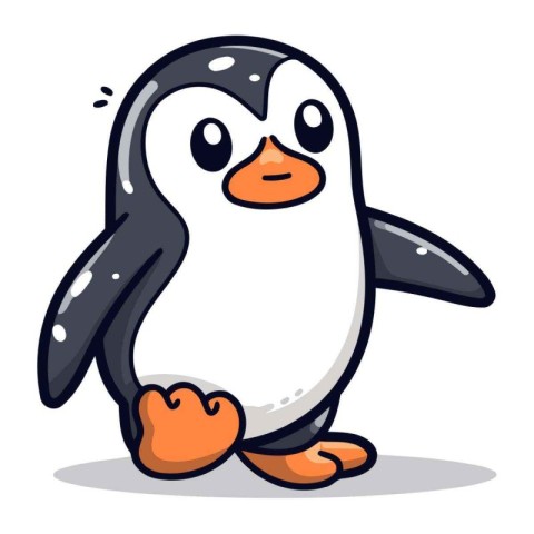 Cute Penguin Cartoon Character Mascot Vector Icon Illustration D