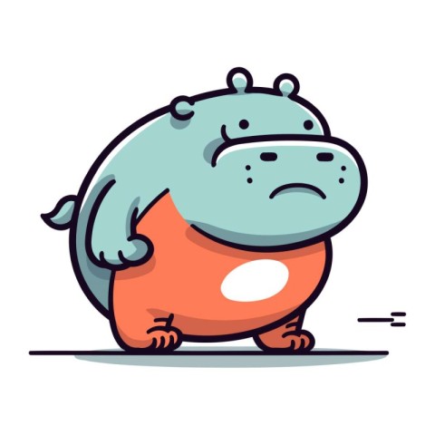 Hippopotamus vector illustration. Cute cartoon hippo character.