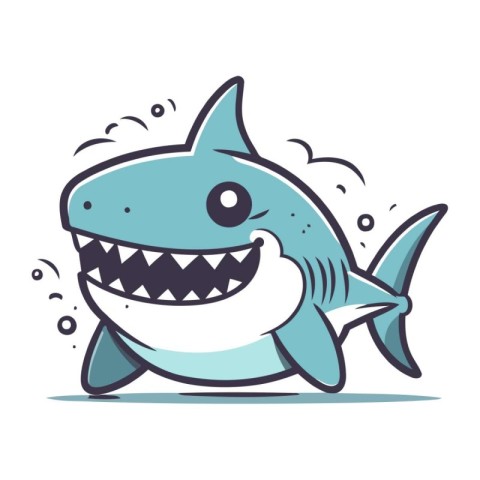 Shark Cartoon Character Vector Illustration. Cute Smiling Shark