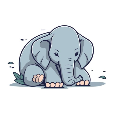 Cute little elephant. Vector illustration isolated on a white ba