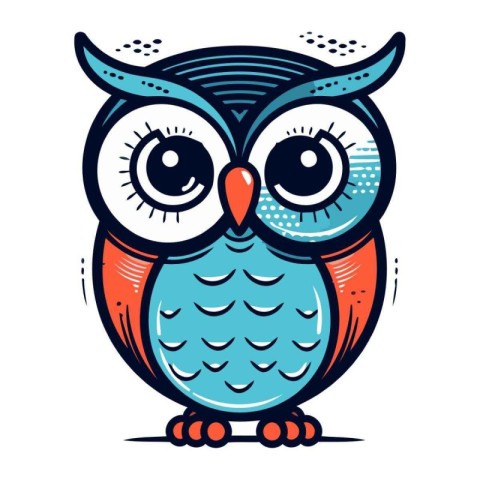 Owl. Cute cartoon character. Hand drawn vector illustration.