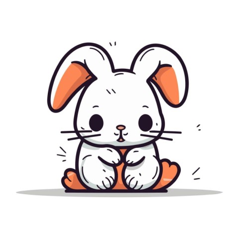 Cute cartoon bunny sitting. Vector illustration of a bunny sitti