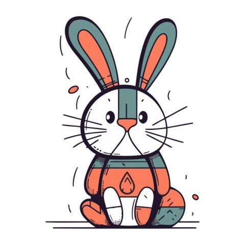 Cute hand drawn doodle rabbit. Vector illustration. Isolated on