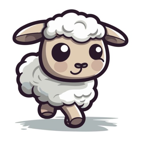 Cute cartoon sheep. Vector illustration isolated on a white back