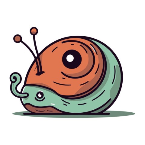 Cute cartoon snail. Vector illustration on white background. Iso