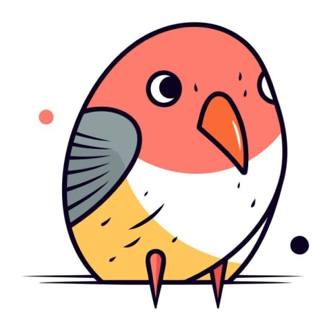 Vector illustration of cute cartoon bird. Colorful flat line art