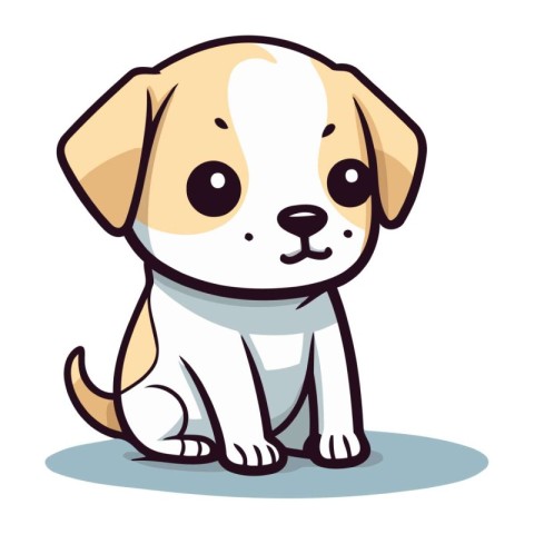 Cute cartoon puppy sitting on a white background. Vector illustr