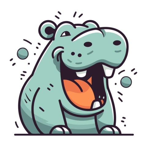 Cartoon hippo. Vector illustration of a funny hippo.