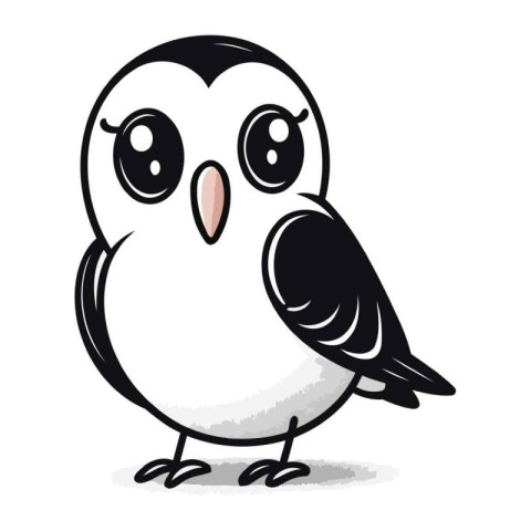 Cute cartoon bird isolated on white background. Vector Illustrat