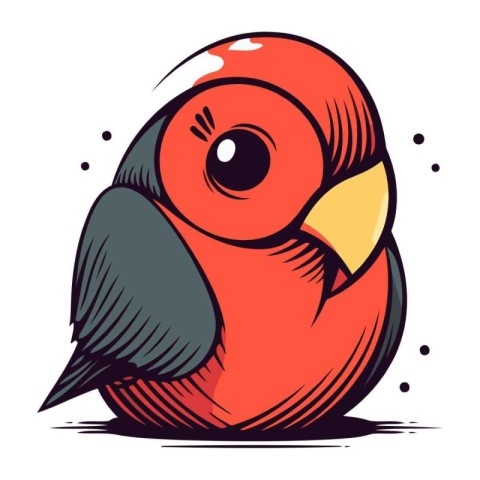 Vector image of a cute red parrot on a white background.