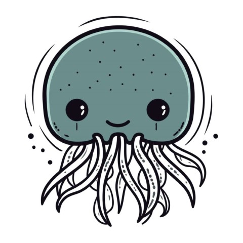 cute jellyfish sea animal kawaii character vector illustration d