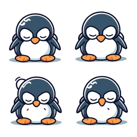 Cute penguin cartoon character. Vector illustration of cute peng