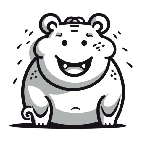 Cartoon illustration of a cute hippopotamus. Vector clip art.