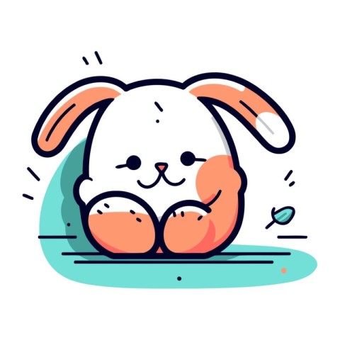 Cute cartoon bunny character. Vector illustration in line art st