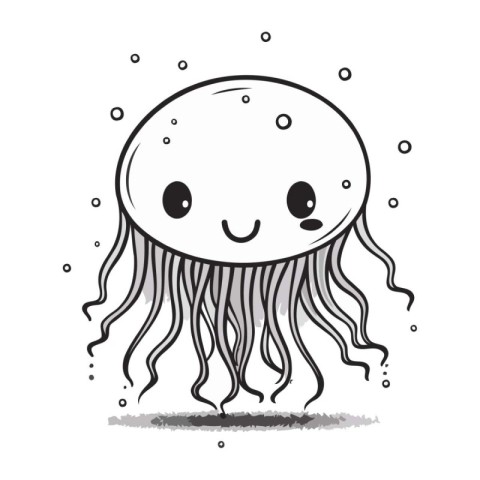 Cute cartoon jellyfish. Vector illustration isolated on white ba