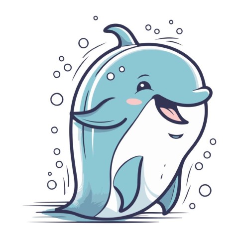 Cute cartoon whale. Vector illustration of a cute cartoon whale.