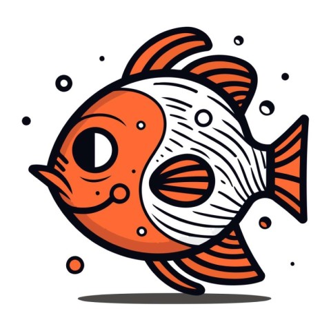 Cartoon Fish. Vector Illustration. Isolated On White Background