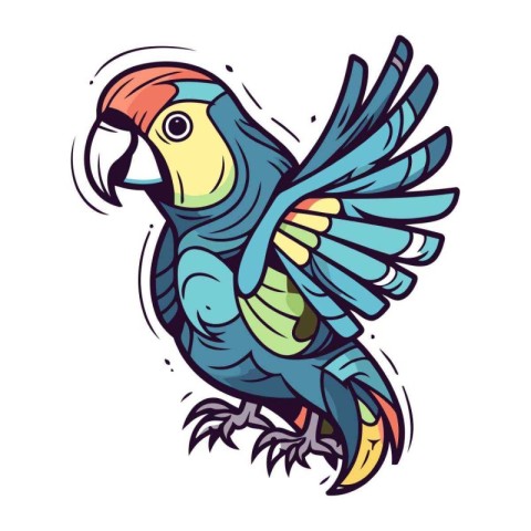 Colorful parrot isolated on a white background. Vector illustrat