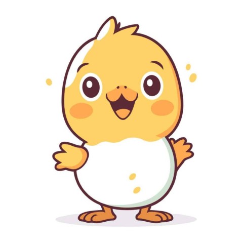 Cute little chicken character vector illustration. Cute cartoon