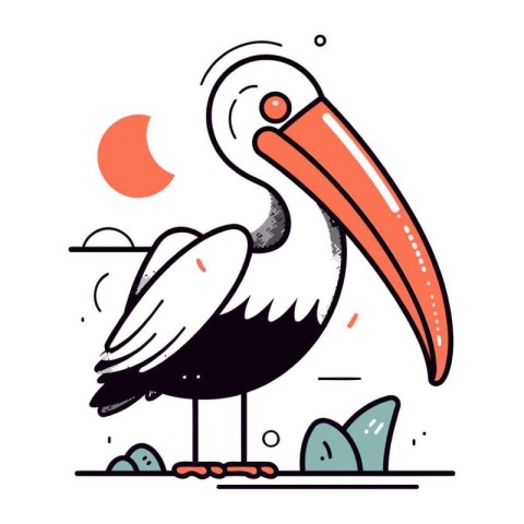 Pelican vector illustration. Hand drawn doodle style.