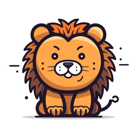 Cute cartoon lion. Vector illustration. Isolated on white backgr