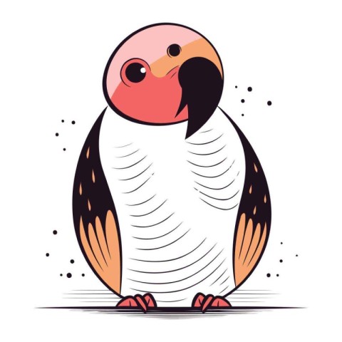 Cute cartoon parrot. Vector illustration isolated on white backg