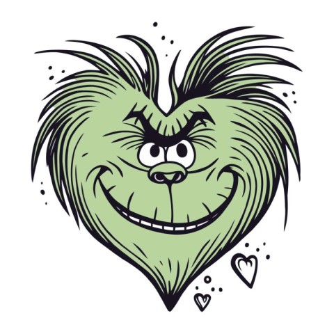 Vector illustration of a happy dog with a heart in his mouth.