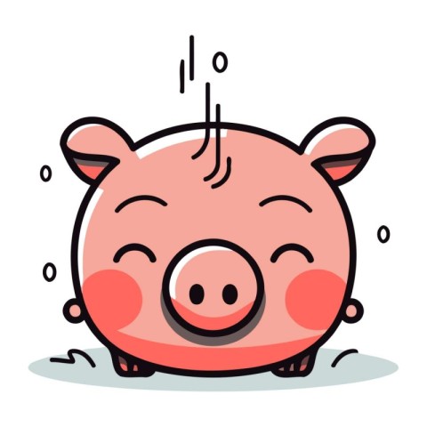 Piggy bank vector illustration. Cute piggy bank character.