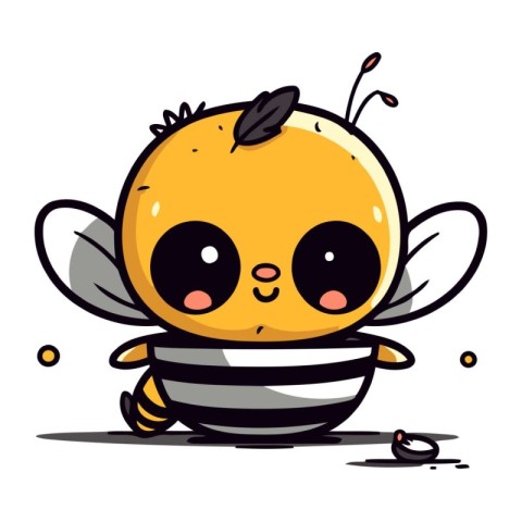 Cute cartoon bee isolated on a white background. Vector illustra