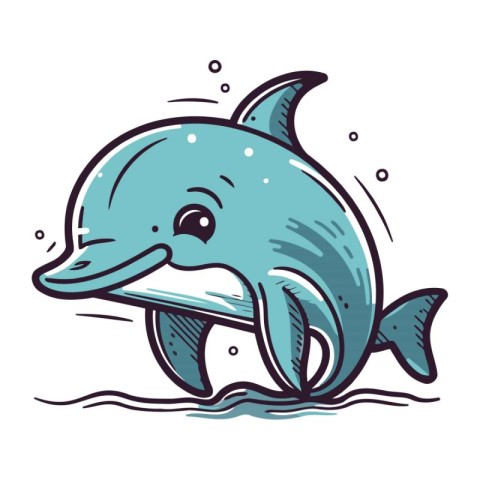 Cartoon dolphin. Vector illustration of a cute dolphin isolated