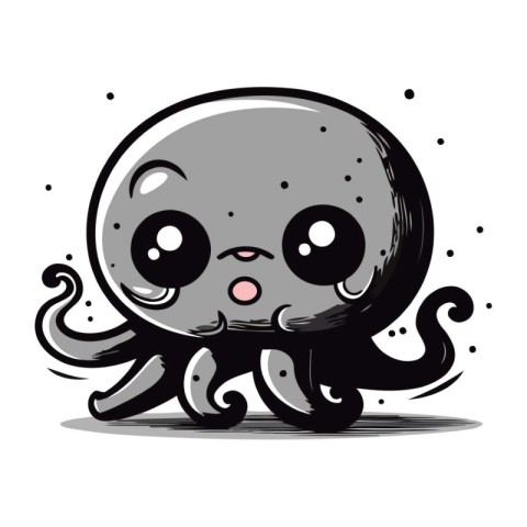 Cute cartoon octopus. Vector illustration isolated on white back