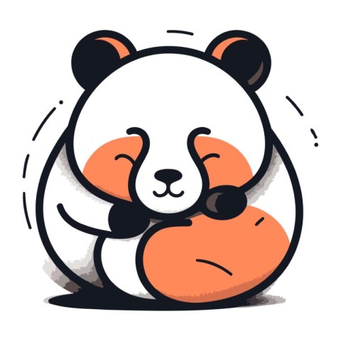 Cute cartoon panda sitting on a white background. Vector illustr