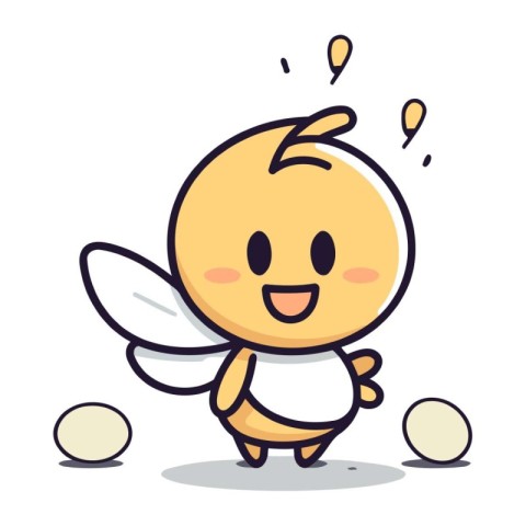 Cute little angel cartoon character vector illustration. Happy e