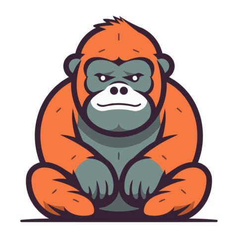 Gorilla. Vector illustration. Isolated on white background.