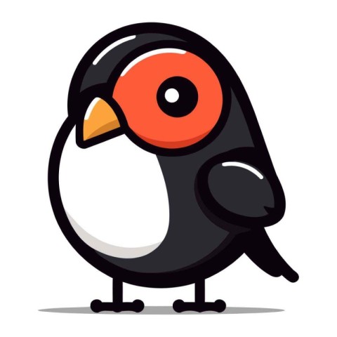 Bullfinch Bird Cartoon Mascot Character Vector Icon Illustration