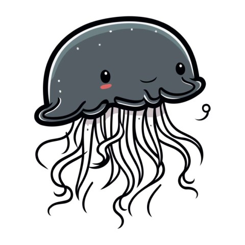 Cute cartoon jellyfish. Vector illustration isolated on white ba