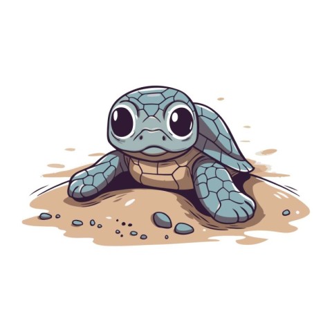 Cute cartoon turtle. Vector illustration isolated on a white bac