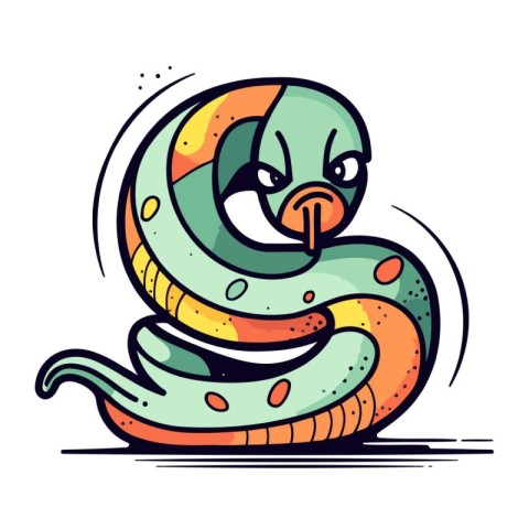 Cute cartoon snake. Vector illustration isolated on a white back