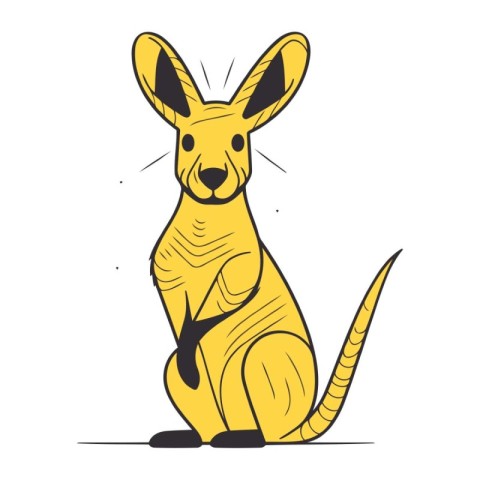 Kangaroo isolated on white background. Hand drawn vector illustr