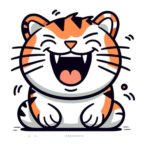 Funny cartoon tiger. Vector illustration. Isolated on white back