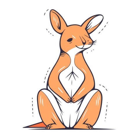 Funny kangaroo sitting on the ground. Vector illustration.