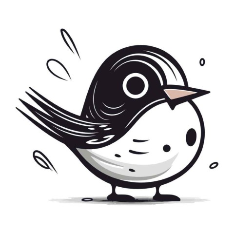 Cute cartoon sparrow on a white background. Vector illustration.