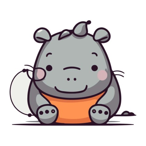 Cute hippo cartoon character. Vector illustration for your desig