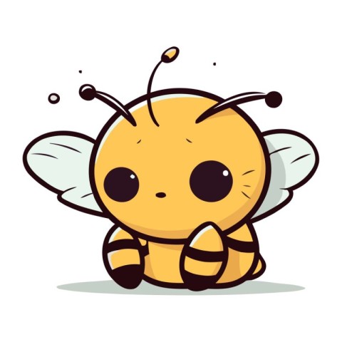 Cute cartoon bee. Vector illustration isolated on a white backgr