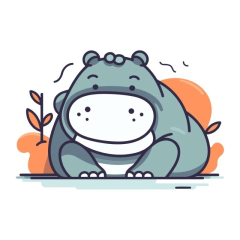 Cute hippo character. Vector illustration in flat design style.