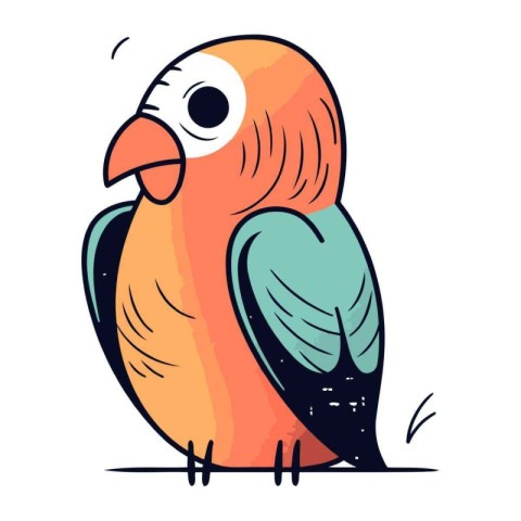 Cute cartoon parrot. Vector illustration on a white background.