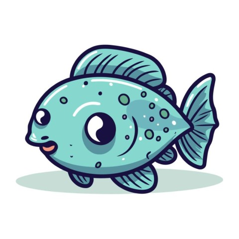 Cute cartoon fish isolated on a white background. Vector illustr